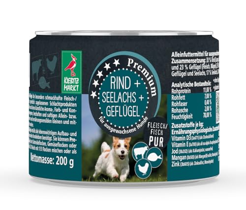 Kiebitzmarkt Premium Dose Rind & Seelachs & Gefügel Hundefutter Nassfutter (12x800 g) von Kiebitz Markt