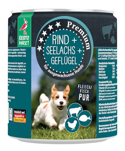 Kiebitzmarkt Premium Dose Rind & Seelachs & Gefügel Hundefutter Nassfutter (24x200 g) von Kiebitz Markt