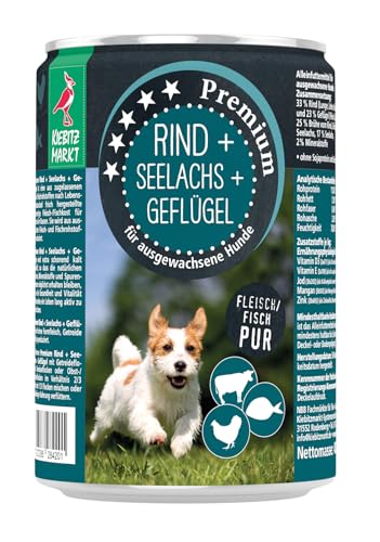 Kiebitzmarkt Premium Dose Rind & Seelachs & Gefügel Hundefutter Nassfutter (24x400 g) von Kiebitz Markt