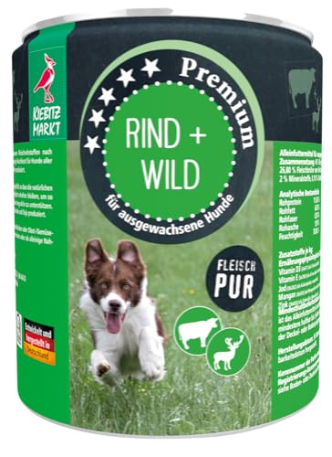 Kiebitzmarkt Premium Dose Rind & Wild Hundefutter Nassfutter (12x800 g) von Kiebitz Markt