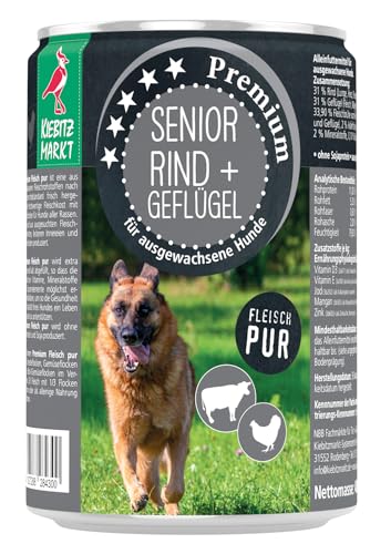 Kiebitzmarkt Premium Dose Senior Rind & Geflügel Hundefutter Nassfutter (24x400 g) von Kiebitz Markt