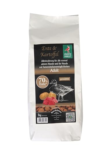 Kiebitzmarkt Superior Hundefutter Trockenfutter Adult Ente + Kartoffel getreidefrei (1 kg) von Kiebitz Markt