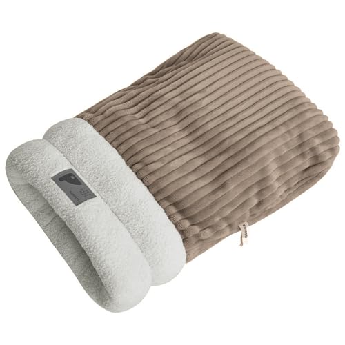 Katzen Schlafsack, Cat Sleeping Bag, Katzenbett Flauschig Winter, Wärme Schlafsack für Katzen, Katzenkissen Plüsch Matte Katzenbetten, Faltbar Welpenbett Katzenkissen Haustierbett (Braun, 37x44cm) von Kielsjajd