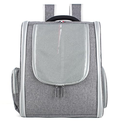 Haustiere Reisen Rucksack Transporttasche für Hunde Katzen 10kg, Tragbare Katzenrucksack Hunderucksack Top Opening Airline Genehmigt, Mesh Haustiertragetasche Atmungsaktiv Große von Kiepoar