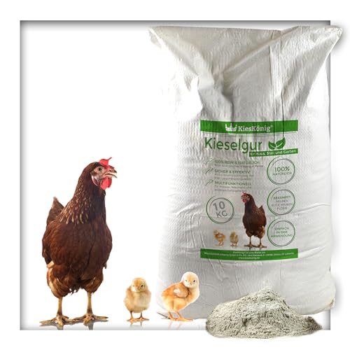 Kieselgur Natur 10 kg Kieselerde als Pulver das Produkt für ihren Hühnerstall & Garten, für Hühner, Wachteln & anderes Geflügel von Kieskönig