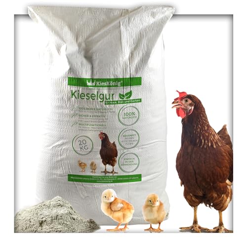 Kieselgur Natur 20 kg Kieselerde als Pulver das Produkt für ihren Hühnerstall & Garten, für Hühner, Wachteln & anderes Geflügel von Kieskönig