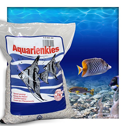 Kieskönig Aquariensand Aquariumsand Bodengrund 1-2 mm Aquarienkies hochrein Naturweiss 15 kg (3X 5 kg Beutel) von Kieskönig