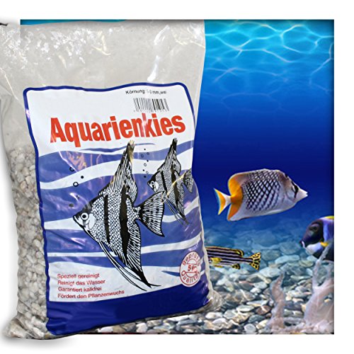 Kieskönig Aquariensand Aquariumsand Bodengrund 5-8 mm Aquarienkies hochrein Naturweiss 15 kg (3 x 5 kg Beutel) von Kieskönig