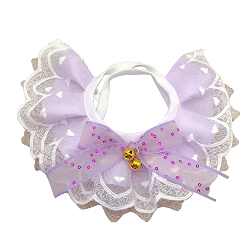 Haustier-Bogen-Kragen Haustier-Halsband Lätzchen Holiday Dress Up Soft Touch Haustier Katze Hundehalsband Schal for Neujahr Deep Purple M (Color : Light Purple, Size : S) von Kigauru