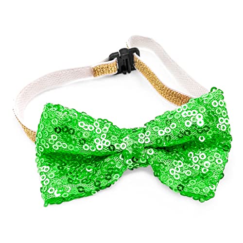 Haustier-Bogen-Kragen Hundehalsband Mild to Skin Shiny Pet Dogs Kitten Bow Collar mit Glocke for Kitty Black (Color : Green) von Kigauru