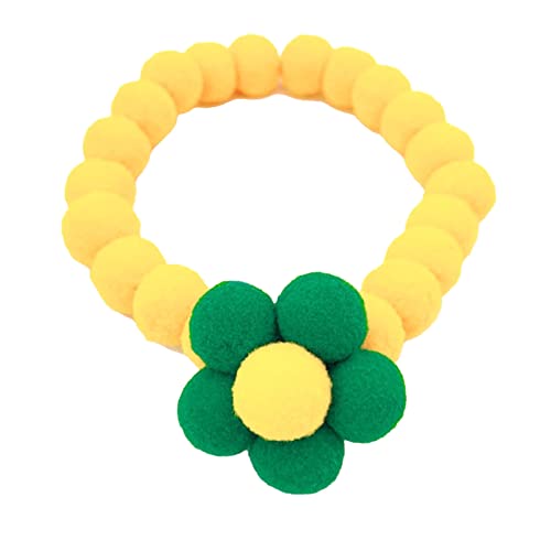 Kigauru Haustier-Bogen-Kragen Haustier Hundehalsband Dress-up Farbblockierung Blume Kätzchen Hundehalsband Halskette for Festival Gelb M (Color : Yellow, Size : L) von Kigauru