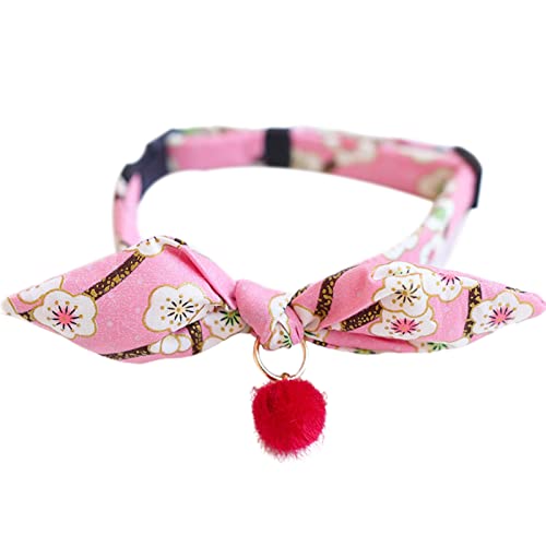 Kigauru Haustier-Bogen-Kragen Hündchen-Halsband for Anziehen Entzückendes Hundehalsband-Halszubehör Kompatibel mit All Seasons Multicolor M (Color : Cherry Pink, Size : S) von Kigauru