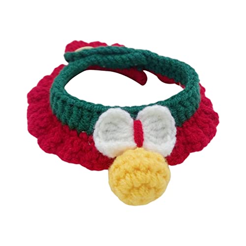 Kigauru Haustier-Bogen-Kragen Hundehalsband Exquisites bissfestes handgefertigtes Haustier-Strickhalsband for den Außenbereich Hellblau L (Color : White+Red, Size : L) von Kigauru