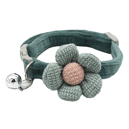 Kigauru Haustier-Bogen-Kragen Kätzchenhalsband Komfortables Elegantes Blumenhalsband mit Glöckchen for Teddy Blue (Color : Green) von Kigauru