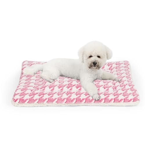 Kigmmro Hundebett-Matte, wendbare Hundekäfigunterlage für mittelgroße und kleine Hunde, tragbare und weiche Haustierbett-Matte, maschinenwaschbar, Haustierbettunterlage für 61 cm Zwinger (Rosa) von Kigmmro