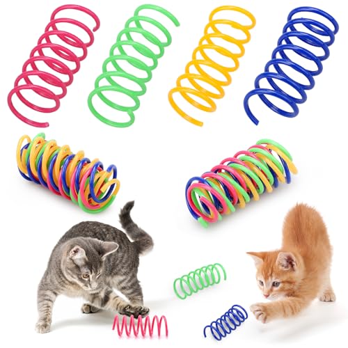 Kigniote 40 Stück Katzenspielzeug Spirale Bunte Spirale Spielzeug Katze,Katzenspielzeug Plastik Spiralen Katzenspielzeug Spirale Set Neuheit Haustiere Spielzeug für Katze Kätzchen von Kigniote