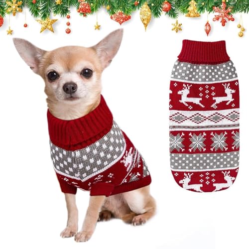 Hundepullover Katzenpullover Weihnachten, Hundepullover Kleine Hunde, Weihnachtspullover Hund, Hundepulli Pullover für Katze Hund Winter Warm (40cm) von Kiiwah