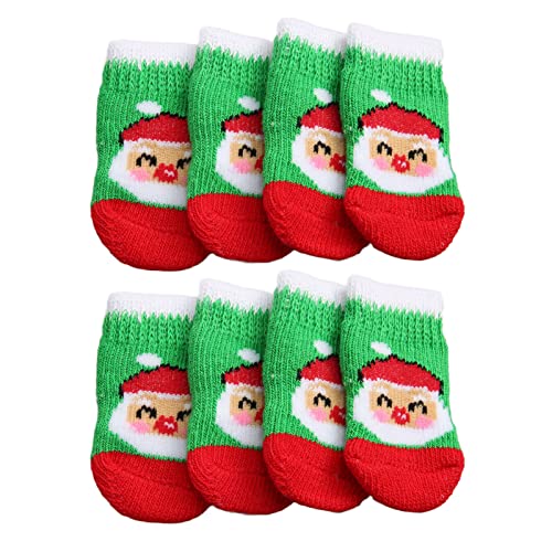 5 Paar Rutschfeste Weihnachtssocken mit Weihnachtsmannmuster, Socken für Katzen, Hunde, Pfotenschutz, Rutschfeste Hundesocken mit Pads (L) von Kikumi