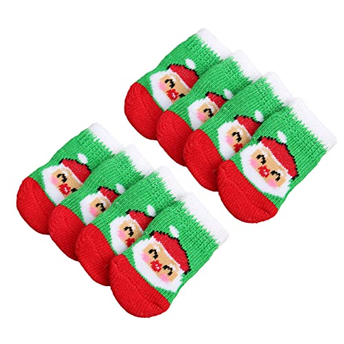 5 Paar rutschfeste Weihnachtssocken mit Weihnachtsmannmuster, Socken für Katzen, Hunde, Pfotenschutz, rutschfeste Hundesocken mit Pads (L) von Kikumi