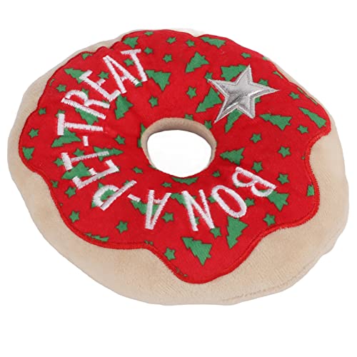 Donut-Haustierspielzeug, Plüsch, Interaktives Kauen, Zähneknirschen, Weihnachtsmuster, Welpen-Quietschspielzeug für Kleine, Mittelgroße Hunde von Kikumi