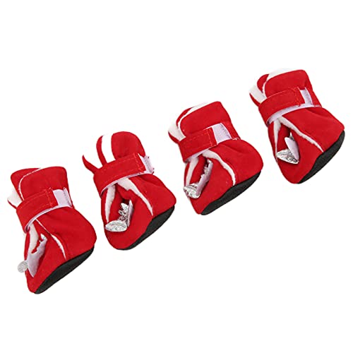 Rote Winter-Hundeschuhe und -Stiefel. Süße Weihnachts-Welpen-Sneaker mit Weihnachtsmann-Motiv für Kleine und Mittelgroße Hunde (XL) von Kikumi