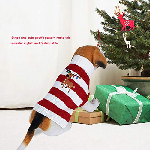 Weihnachts-Hundepullover-Kleid – Modischer Warmer Haustierpullover, Niedliche Streifenkleidung, Katzen- und Hunde-Wintermantel für Weihnachten (M) von Kikumi