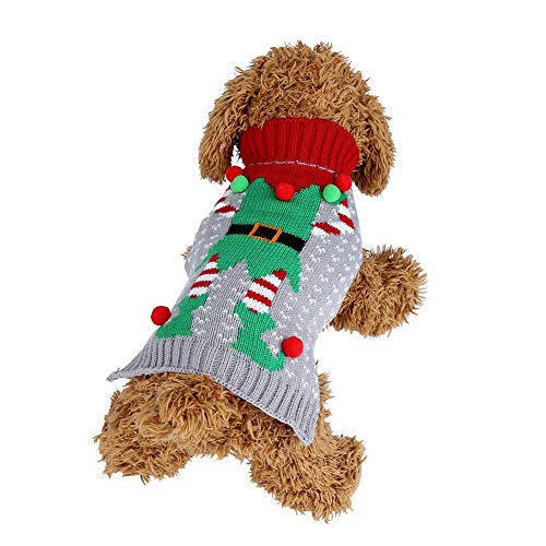 Weihnachts-Hundepullover für Kleine Hunde – Modischer Warmer Weihnachtspullover für Haustiere, Weihnachtspartys, Kostümdekoration für Hunde, Welpen, Katzen (L) von Kikumi