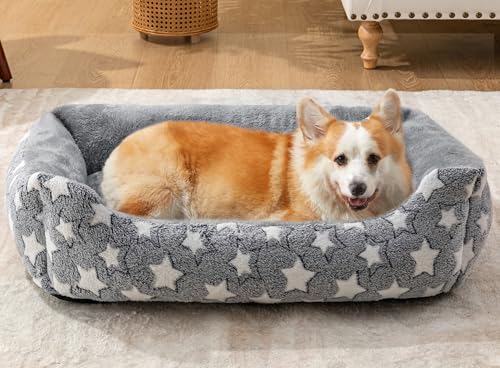 Kimpets Orthopädisches Hundebett für große, mittelgroße und kleine Hunde, maschinenwaschbar, Schlafsofa, rutschfeste Unterseite, atmungsaktiv, weiches Welpenbett, langlebig, rechteckig, beruhigendes von Kimpets