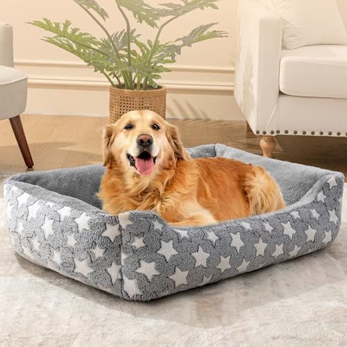 Kimpets Orthopädisches Hundebett für große, mittelgroße und kleine Hunde, maschinenwaschbar, Schlafsofa, rutschfeste Unterseite, atmungsaktiv, weiches Welpenbett, langlebig, rechteckig, beruhigendes von Kimpets