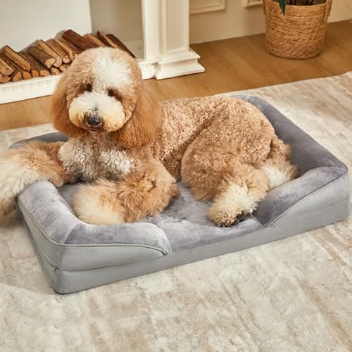 Kimpets Orthopädisches Hundebett für mittelgroße und große Hunde, wasserdichtes Hundesofa, mittelgroß, stützendes Schaumstoff-Haustier-Couch-Bett mit abnehmbarem, waschbarem Bezug, wasserdichtem von Kimpets