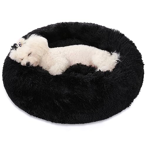 kimpets Hundebett Beruhigendes Hundebett für kleine, mittelgroße und große Hunde – rundes Donut-Hundebett, waschbar, rutschfestes Kunstfell, flauschiges Donut-Kuschel-Kuschelbett (50,8 cm/68,6 cm/88,9 von Kimpets