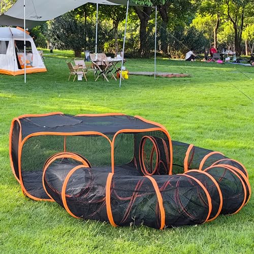 Kimruule Outdoor Katzengehege, 2 in 1 Katzenzelt Außen mit Kreis Katzentunnel für Indoor Katzen, Groß Katzenlaufstall Outdoor für Katzen Kaninchen Frettchen Welpen und Kleintiere von Kimruule