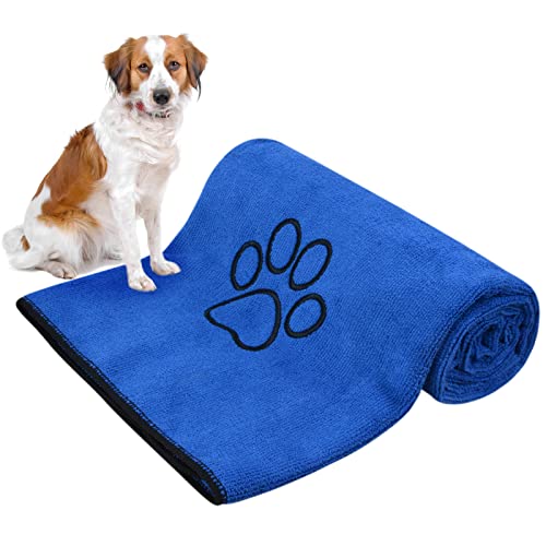 KinHwa Hundehandtuch extra saugfähig groß XXL 76cmx127cm 1 Pack Mikrofaser Handtücher für Hunde und Katzen Haustierhandtuch Schnelltrocknend & weich Mikrofasertücher Waschbar & langlebig, Dunkelblau von KinHwa