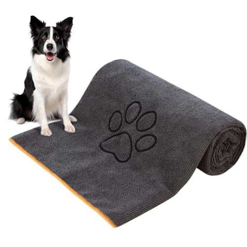 KinHwa super saugfähiges Haustierhandtuch Mikrofaser Hund Badetuch für Hunde und Katzen 76CM x 127CM (grau) von KinHwa