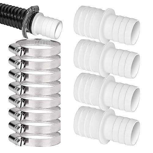 KinMokusei 4pcs Schlauchverbinder 32mm auf 38mm Ø Set mit 8 Schlauchschellen Pool-Schlauchadapter-Doppelschlauchtülle Pool Zubehör für Gartenpools (4pcs) von KinMokusei