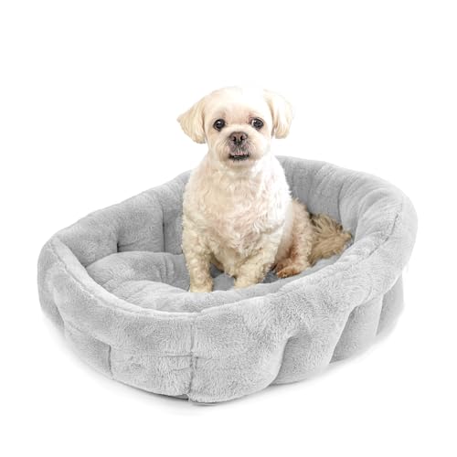 KindTail Kleines orthopädisches Hundebett, kuschelig, Kunstfell, Luxusbett, Haustierbett für Hunde und Katzen unter 6,8 kg, wasserdichtes Hundebett mit Nylonboden, bequemes Haustierbett, 50,8 x 35,6 x von KindTail