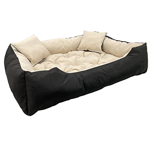 KingDog Ecco Hunde- und Katzenbett mit Kissen Wasserdichtes Nylon Hundekissen Hundekorb Haustierbett Waschbar Wasserdichtes Material (Innenmaße: 115x90 / Außenmaße: 130x105cm, Beige) von KingDog