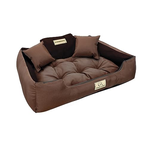 KingDog Hundebett aus Wasserdichtem Codura-PVC Tierbett Haustierbett 100% Polyester Gewicht: 190 g/m2 Waschbar (Außenmaße: 130x105cm/Innenmaße: 115x90cm, Braun) von KingDog