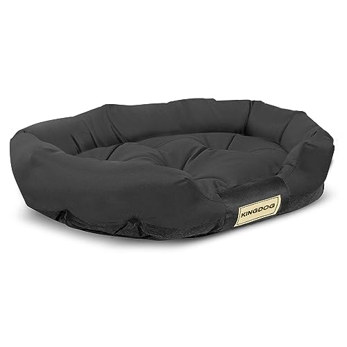 KingDog Prestige Hundebett Tierbett Haustierbett Oval Wasserdichtes PVC Codura 100% Polyester Gewicht: 240gr/m2 (115 x 95 cm, Schwarz) von KingDog