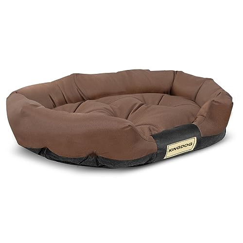 KingDog Prestige Hundebett Tierbett Haustierbett Oval Wasserdichtes PVC Codura 100% Polyester Gewicht: 240gr/m2 (75 x 50 cm, Braun) von KingDog