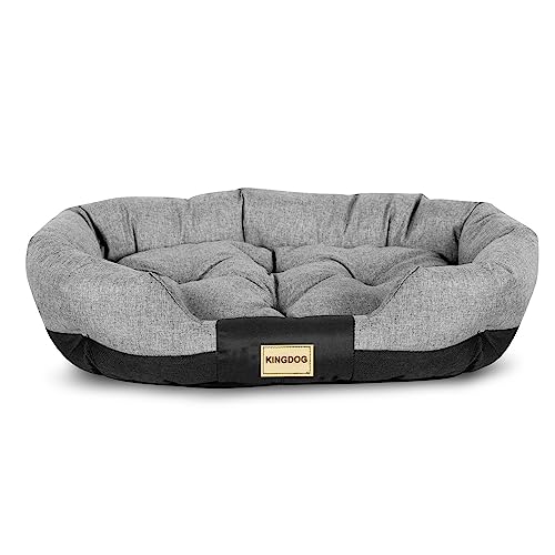 KingDog Prestige Hundebett Tierbett Haustierbett Oval Wasserdichtes PVC Codura 100% Polyester Gewicht: 240gr/m2 Dunkelgrau (115x95cm) von KingDog