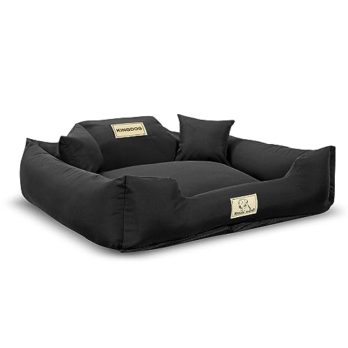 KingDog Rutschfestes Hundebett mit Reißverschluss aus Panama Stretch MM43 Tierbett Haustierbett Zerlegbar Und Waschbar 100% Polyester 160 g/m2 (Außenmaße: 100x75cm/Innenmaße: 80x60cm, Schwarz) von KingDog