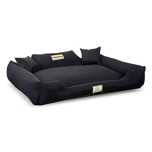 KingDog Rutschfestes Hundebett mit Reißverschluss aus Panama Stretch MM43 Tierbett Haustierbett Zerlegbar Und Waschbar 100% Polyester 160 g/m2 (Außenmaße: 115x95cm/Innenmaße: 100x80cm, Schwarz) von KingDog