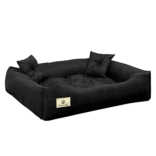 Prestige Hunde- und Katzenbett mit Kissen Codura Hundekissen Hundekorb Haustierbett Waschbar Wasserdichtes Material (Innenmaße: 130x100 / Außenmaße: 145x115cm, Schwarz) von KingDog