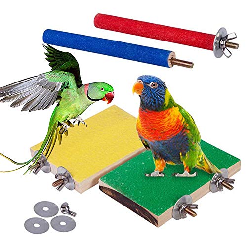 KingbeefLIU 4 Stück Pet Bird Parrot Claw Schleifen Bar Stick Stand Barsch Holzbrett Kauspielzeug Vogel Beißen Spielzeug Zum Klettern Und Kauen Zufällige Farbe 4 Stück von KingbeefLIU