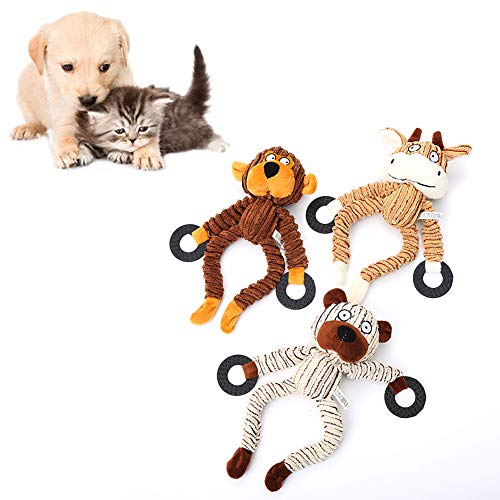 KingbeefLIU AFFE Kuh Bär Form Sound Making Chew Bite Cord Hündchen Katzen Quietschen Spielzeug Haustier Katzen Spielzeug Begleitwachstum Kleintierspielzeug Übung Ausführungsfähigkeit Bär* von KingbeefLIU