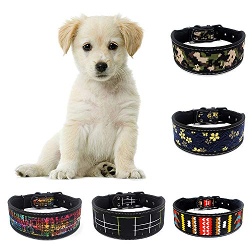 KingbeefLIU Flower Line Print Reflektierende Verstellbare Pet Dog Puppy Collar Soft Umhängeband Petite Und Cute Minimalist Wind Identification Pet Ring SNone 9# von KingbeefLIU