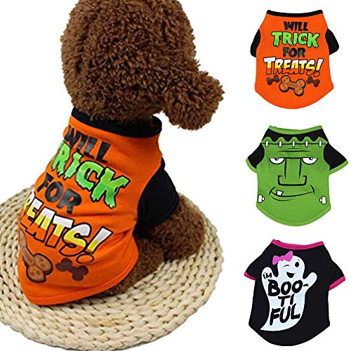 KingbeefLIU Halloween Haustier Hund Katze Welpe Nette Knochen Gedruckt Kurzarm Shirt Kostüm Kleidung Dress Up Nette Kleine Haustiere L.None 3# von KingbeefLIU