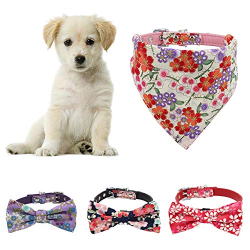 KingbeefLIU Haustier Hund Welpe Verstellbare Blume Abnehmbare Fliege Kragen Halstuch Bandana Petite Und Niedlichen Minimalistischen Wind Identifikation Haustier Ring Lila MNone von KingbeefLIU