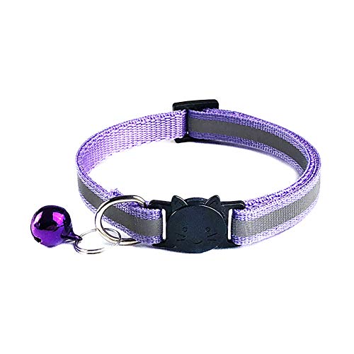 KingbeefLIU Haustiere Dog Bell Night Safety Reflektierendes Halsband Katzenkopf Schnalle Halskette Halsriemen Petite and Cute Minimalist Wind Pet Ring Lila von KingbeefLIU